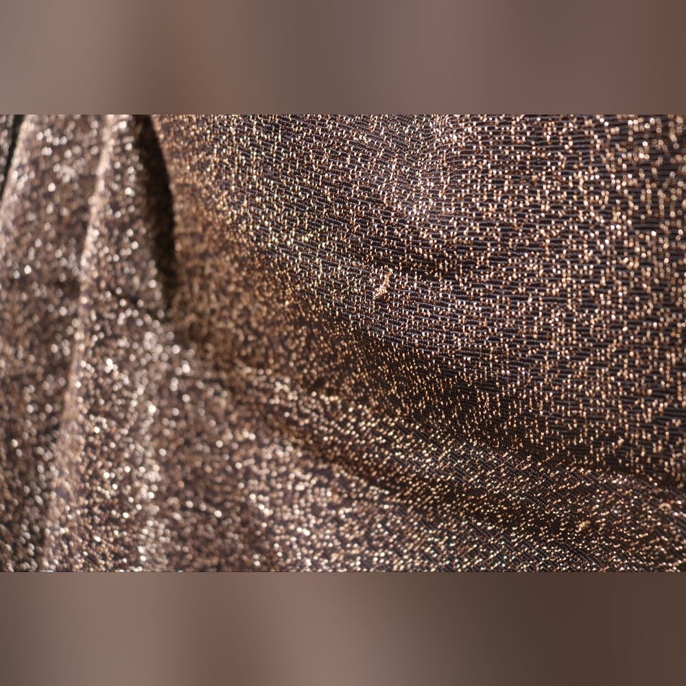 Alex Evenings Plus Size Off-the-Shoulder Side-Slit Glitter Dress - Black/Copper - Picture 11 of 12